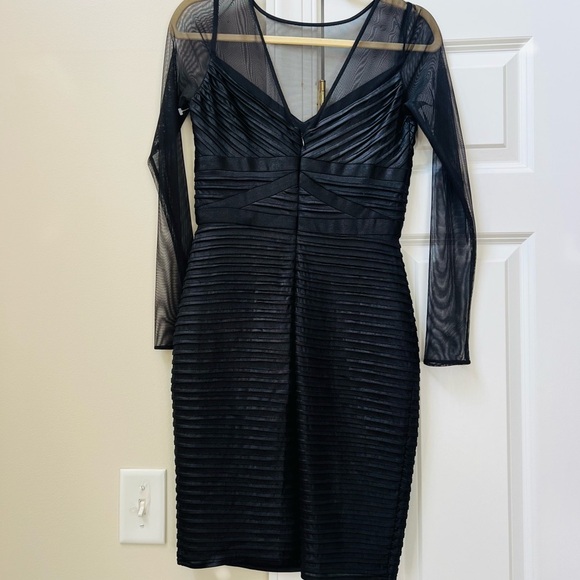 Calvin Klein Elegant Black Sheer Sleeve Dress - Picture 7 of 8